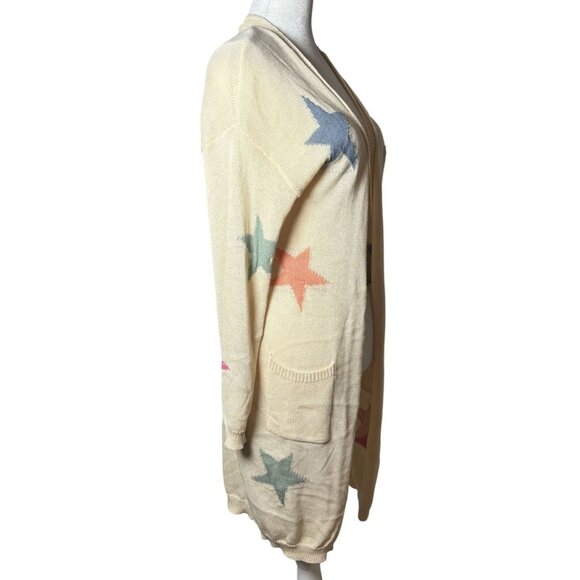 Ivory Star Pattern Knit Cardigan | Soft Cozy Aesthetic Layering Piece | Small - Picture 2 of 8